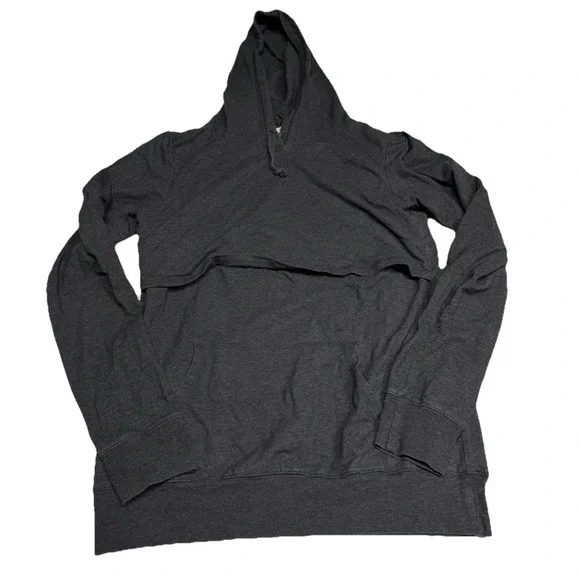 2 Latched Mama Purple Cowl Neck And Hooded Gray Sweatshirt size Large - Picture 1 of 15